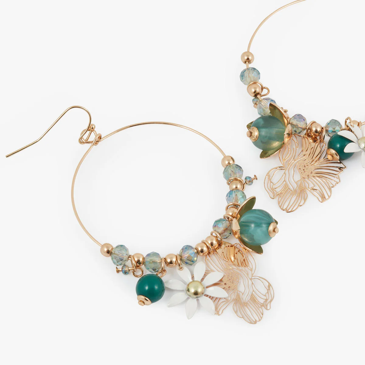 Boucle d'oreille crochet pampilles fleurs - Image 2