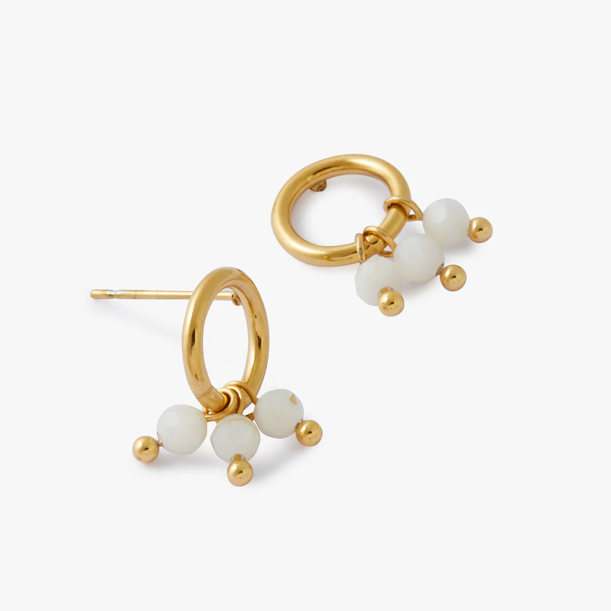 Boucles d'oreilles anneau pierres facettées Acier - Image 2