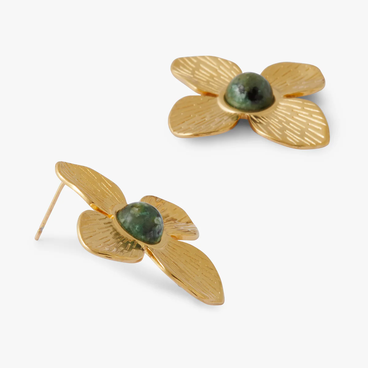 Boucles d'oreilles fleur avec pierre Acier - Image 2
