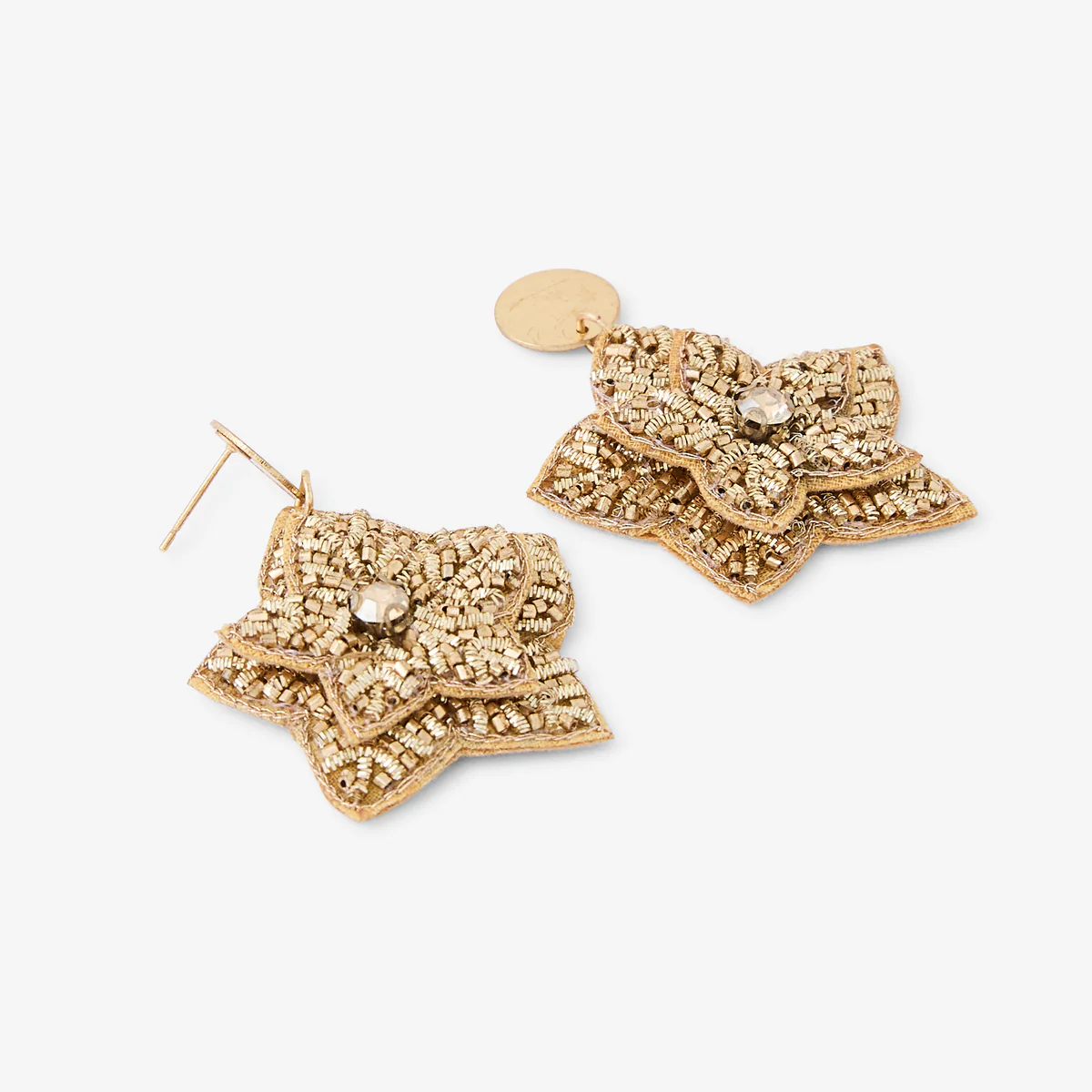 Boucles d'oreilles fleurs brodées Best vert paon - Image 2
