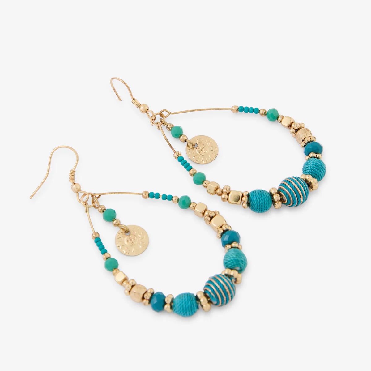 Boucles d'oreilles goutte avec perles Best vert paon - Image 2