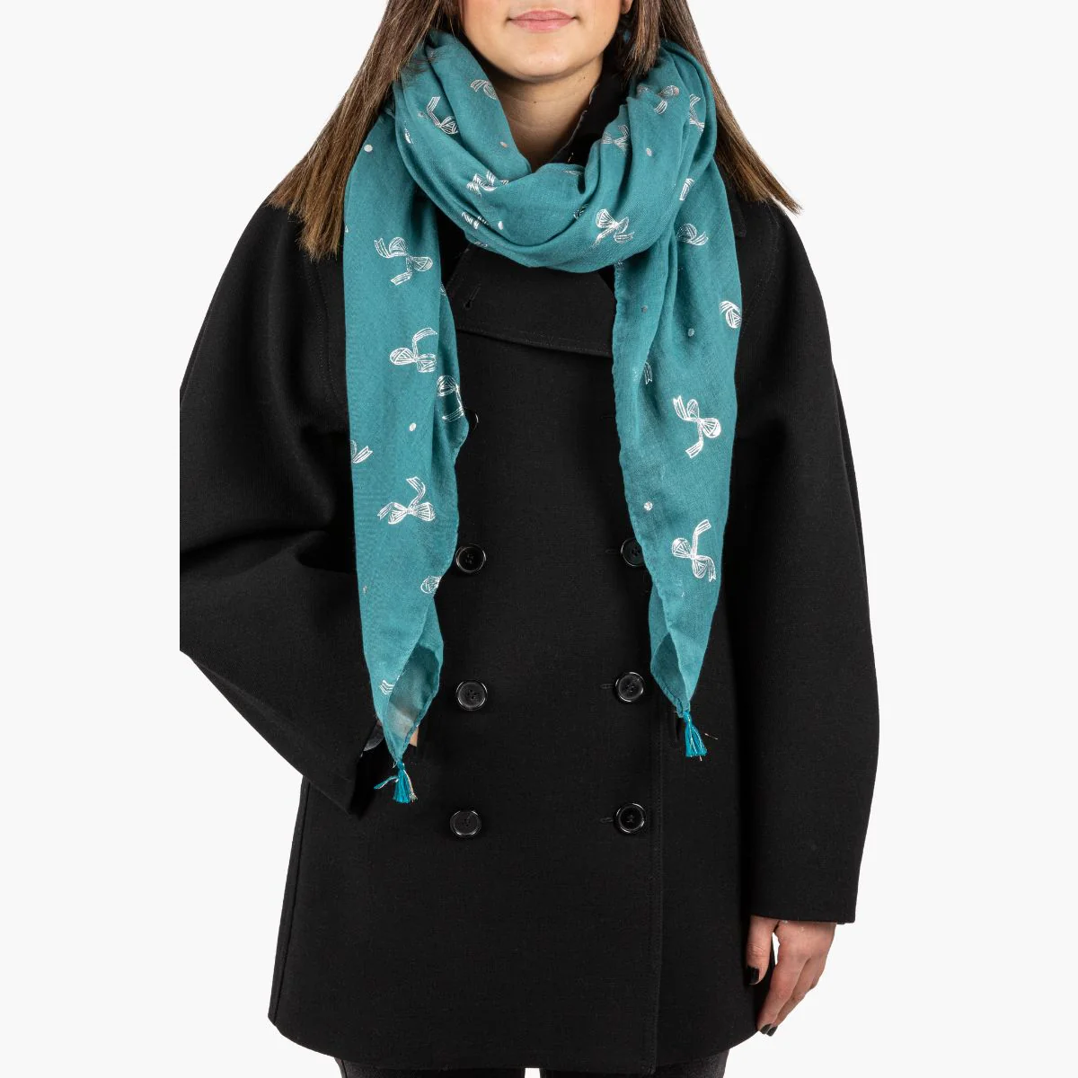 Foulard rectangulaire bleu canard Olivese - Image 2