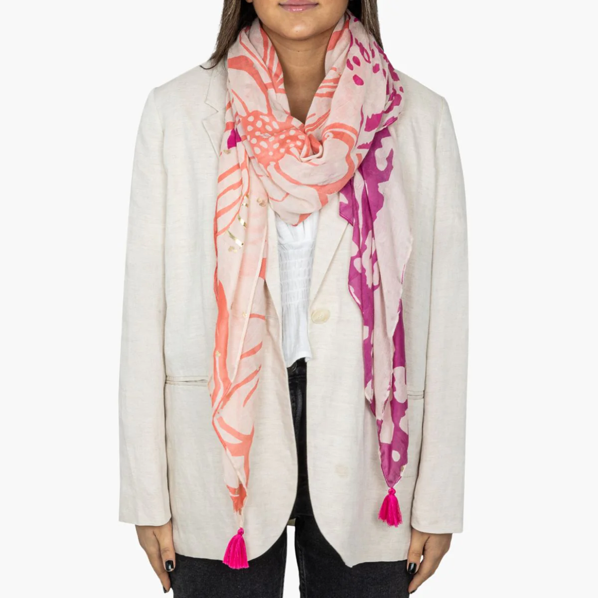 Foulard rectangulaire corail Paminia - Image 3