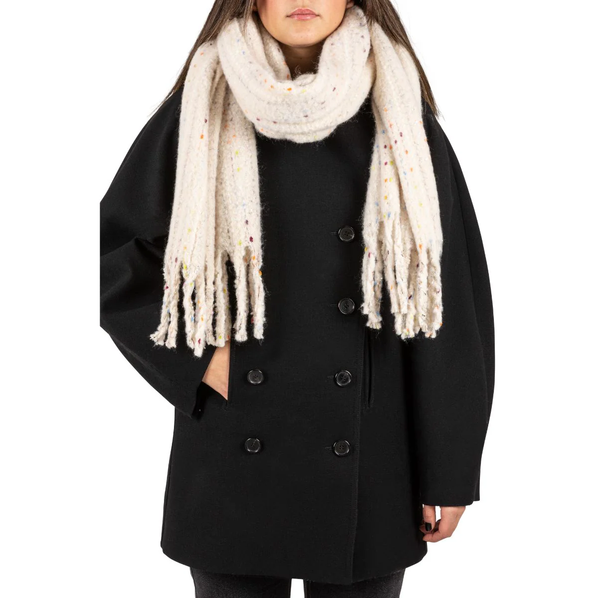 Foulard rectangulaire ecru Opinace - Image 2