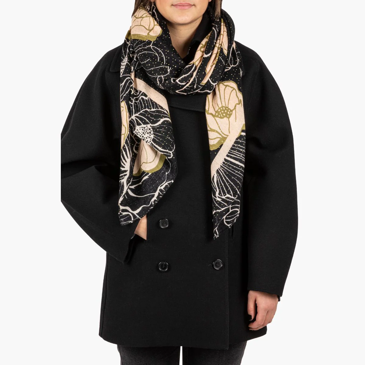 Foulard rectangulaire noir Olmeta - Image 2