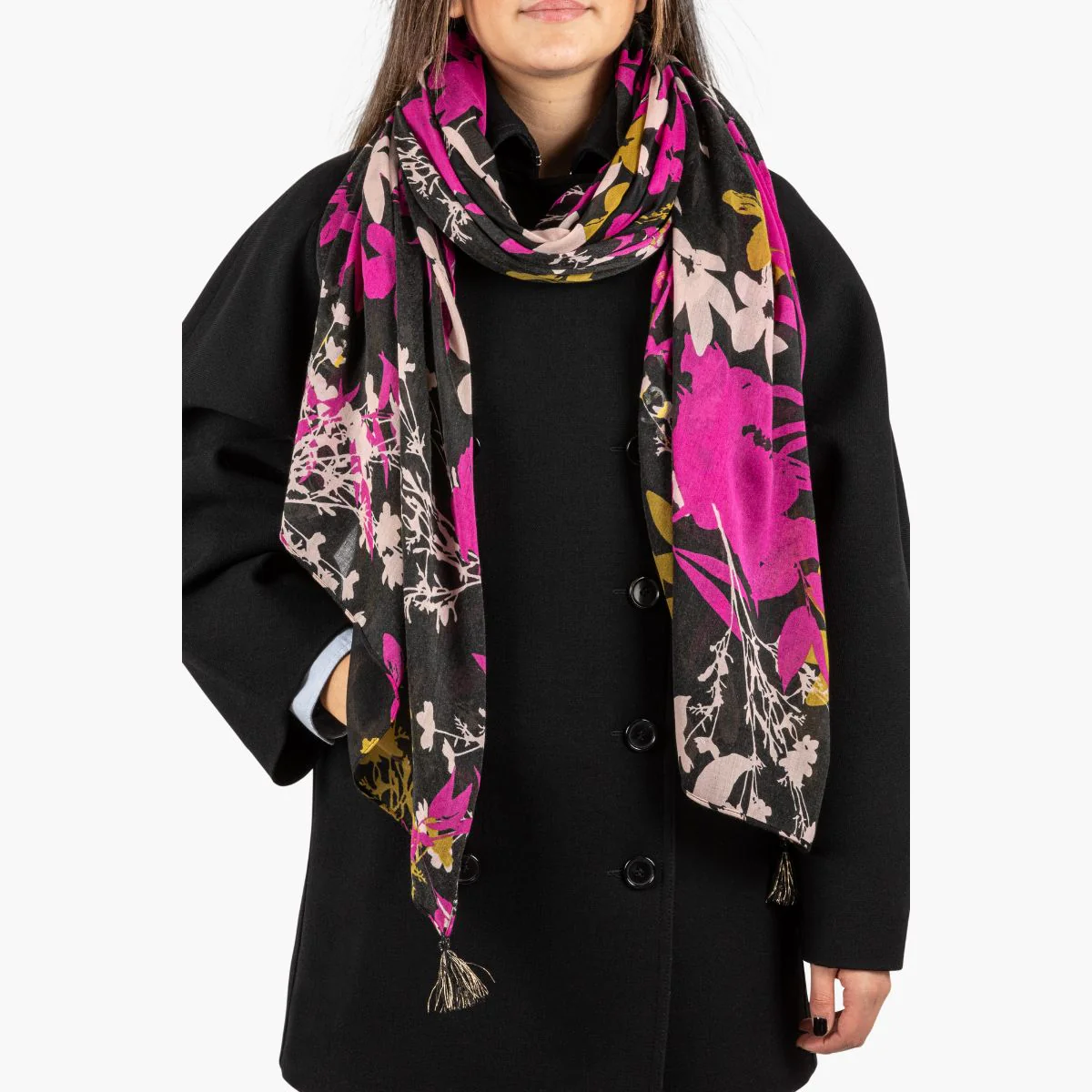 Foulard rectangulaire noir Orsonette - Image 2