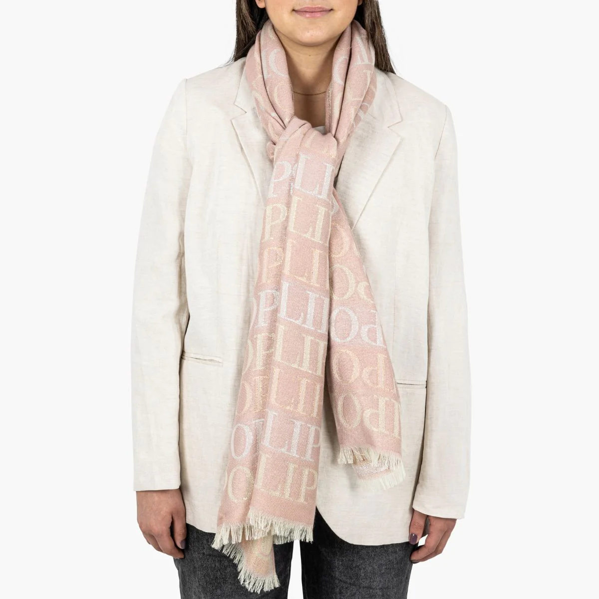 Foulard rectangulaire rose Pepita - Image 3