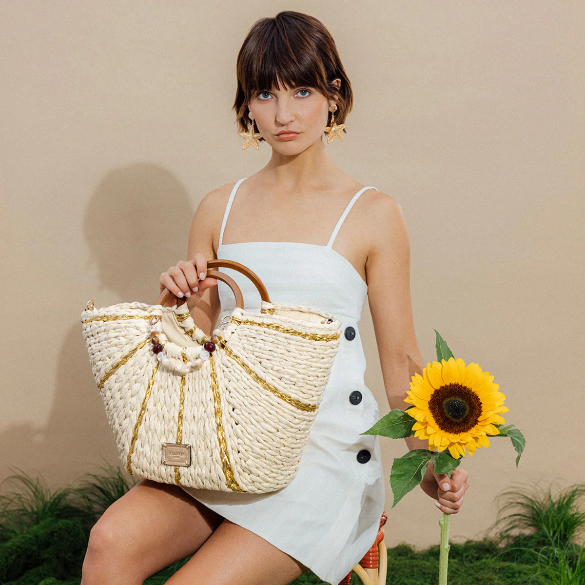 Grand panier beige Petronille - Image 2