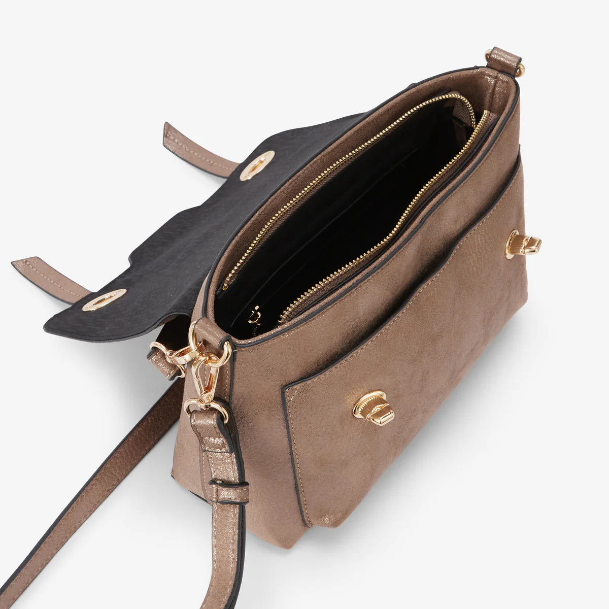 Grand sac porté épaule taupe Roselyne - Image 4