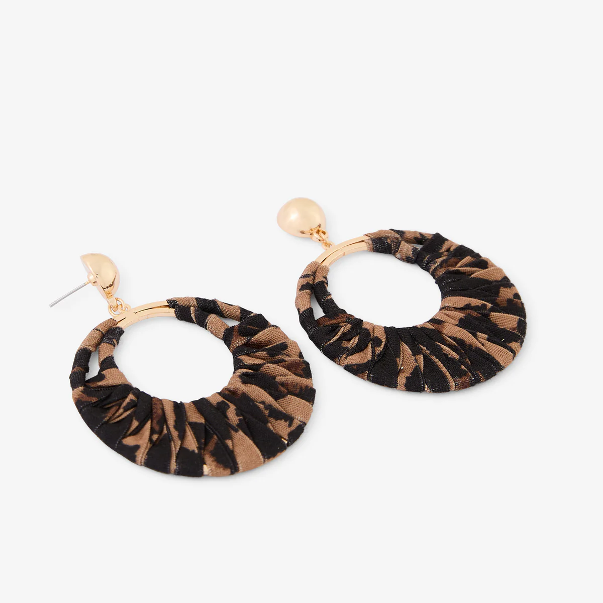 Grandes boucles d'oreilles cercle en tissu Léopard félin - Image 2