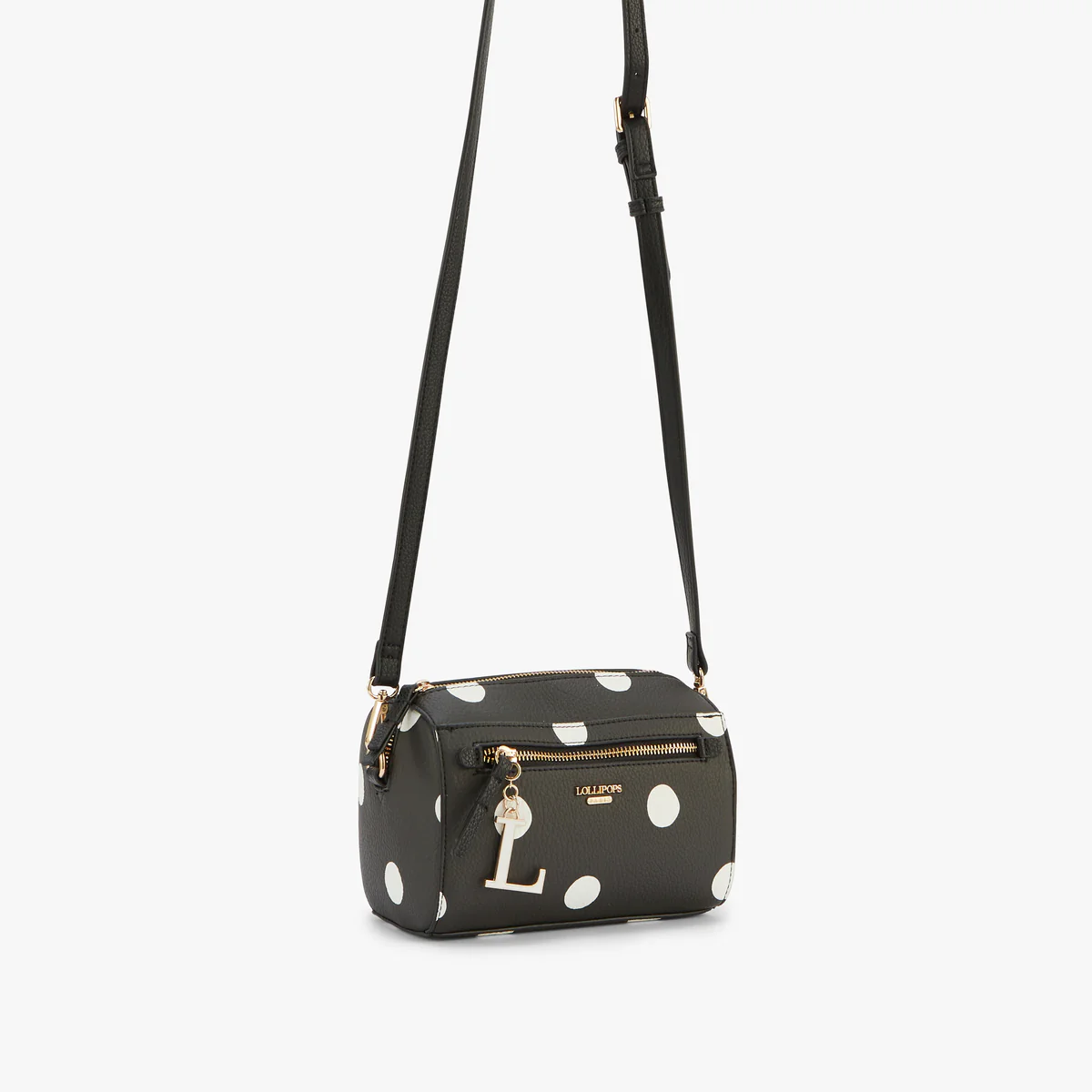Petit sac porté épaule noir à pois blancs Oita - Image 3