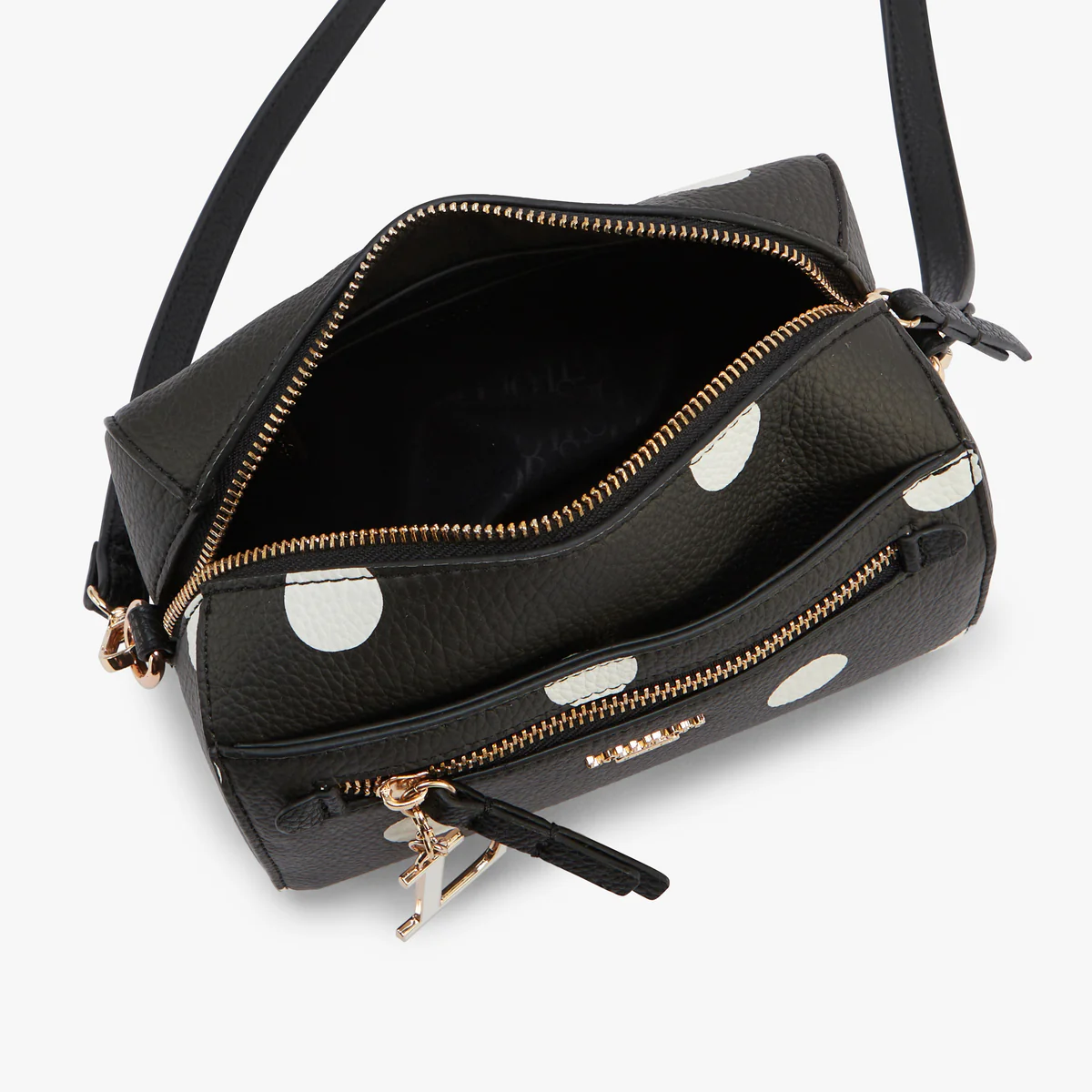 Petit sac porté épaule noir à pois blancs Oita - Image 4