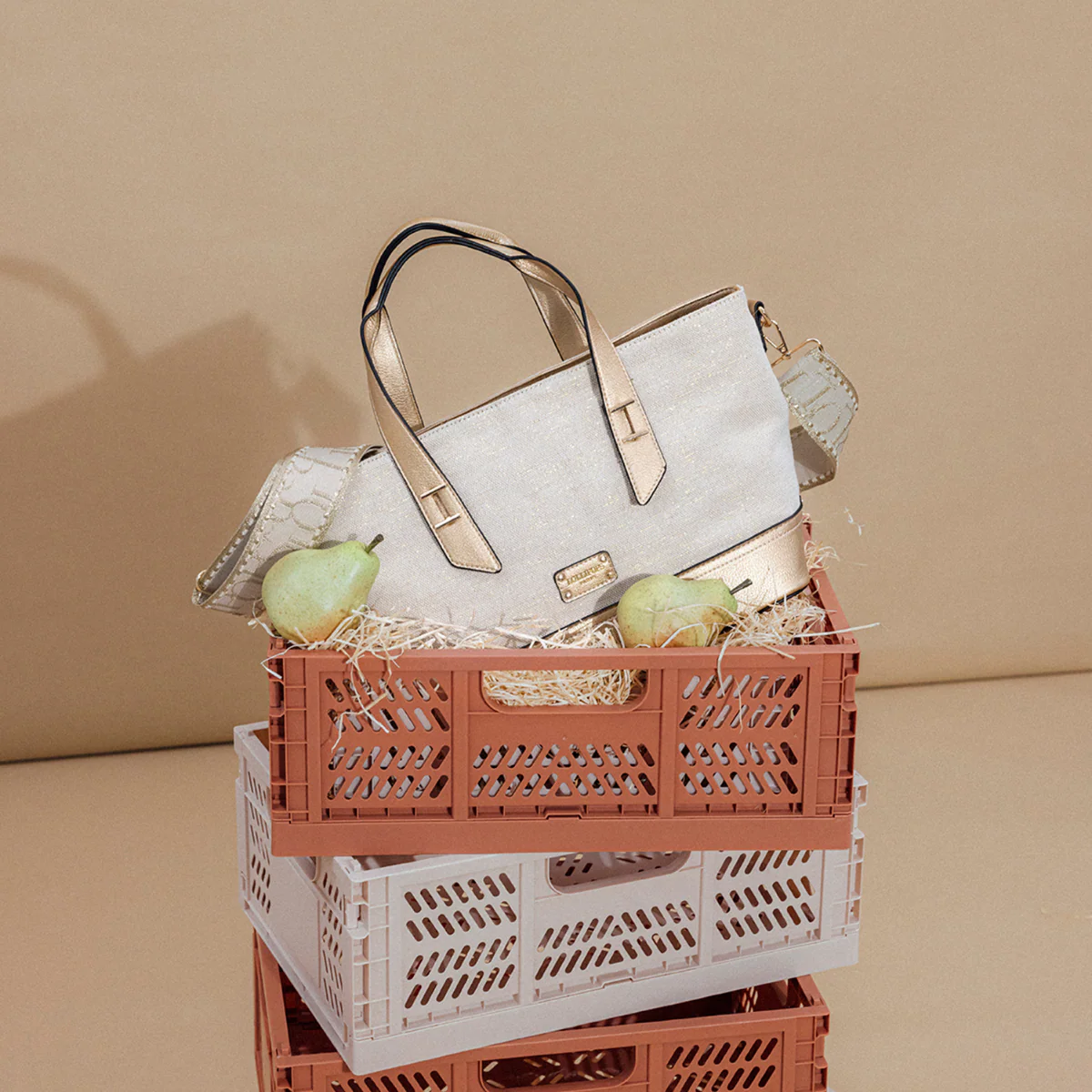 Petit sac shopper doré Patrizia - Image 2