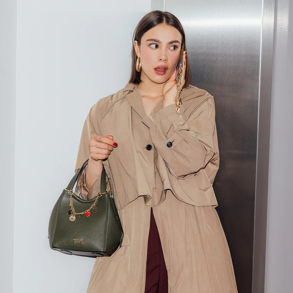Petit sac shopper kaki Roselaine - Image 2