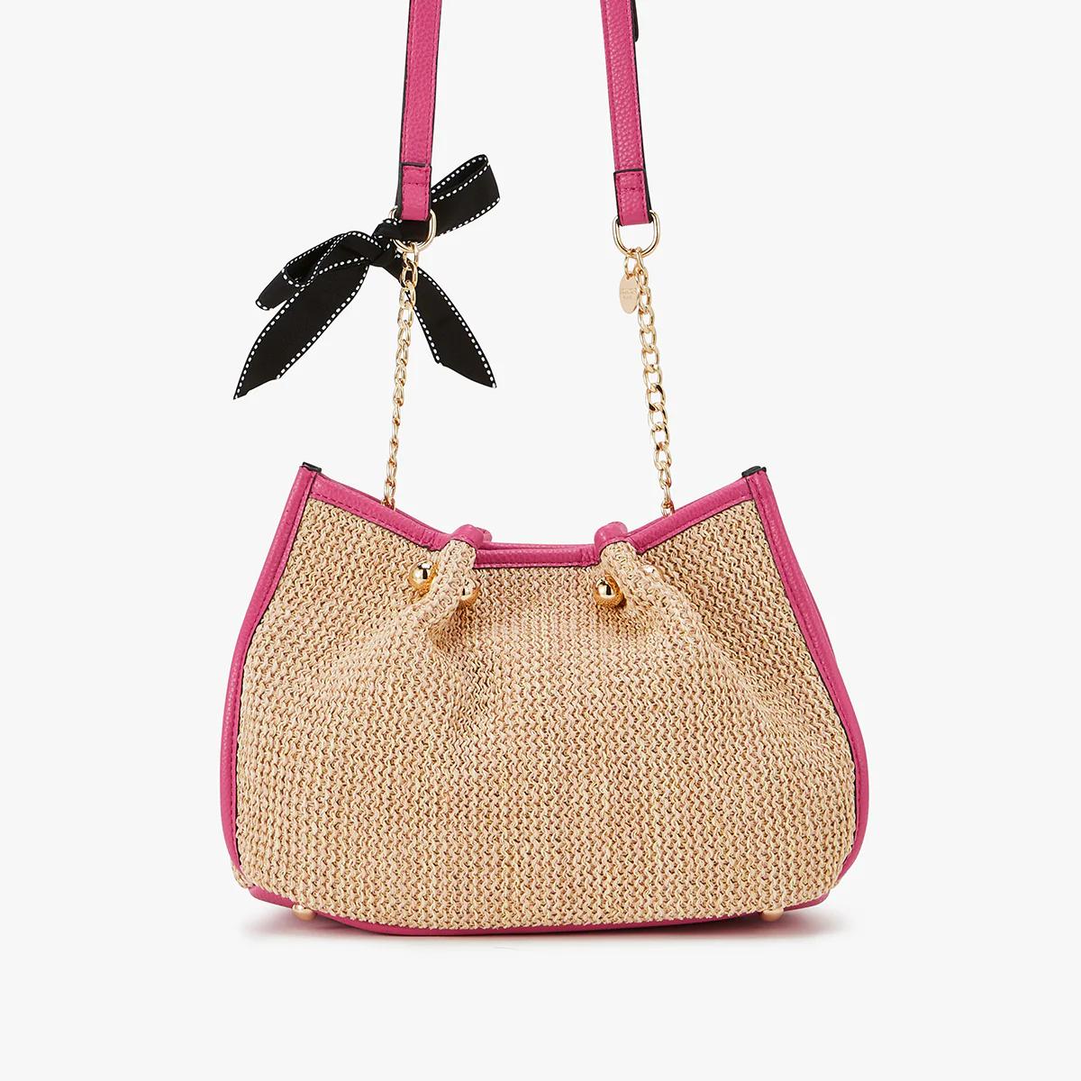 Sac bandoulière fuchsia Loreto Paille - Image 3