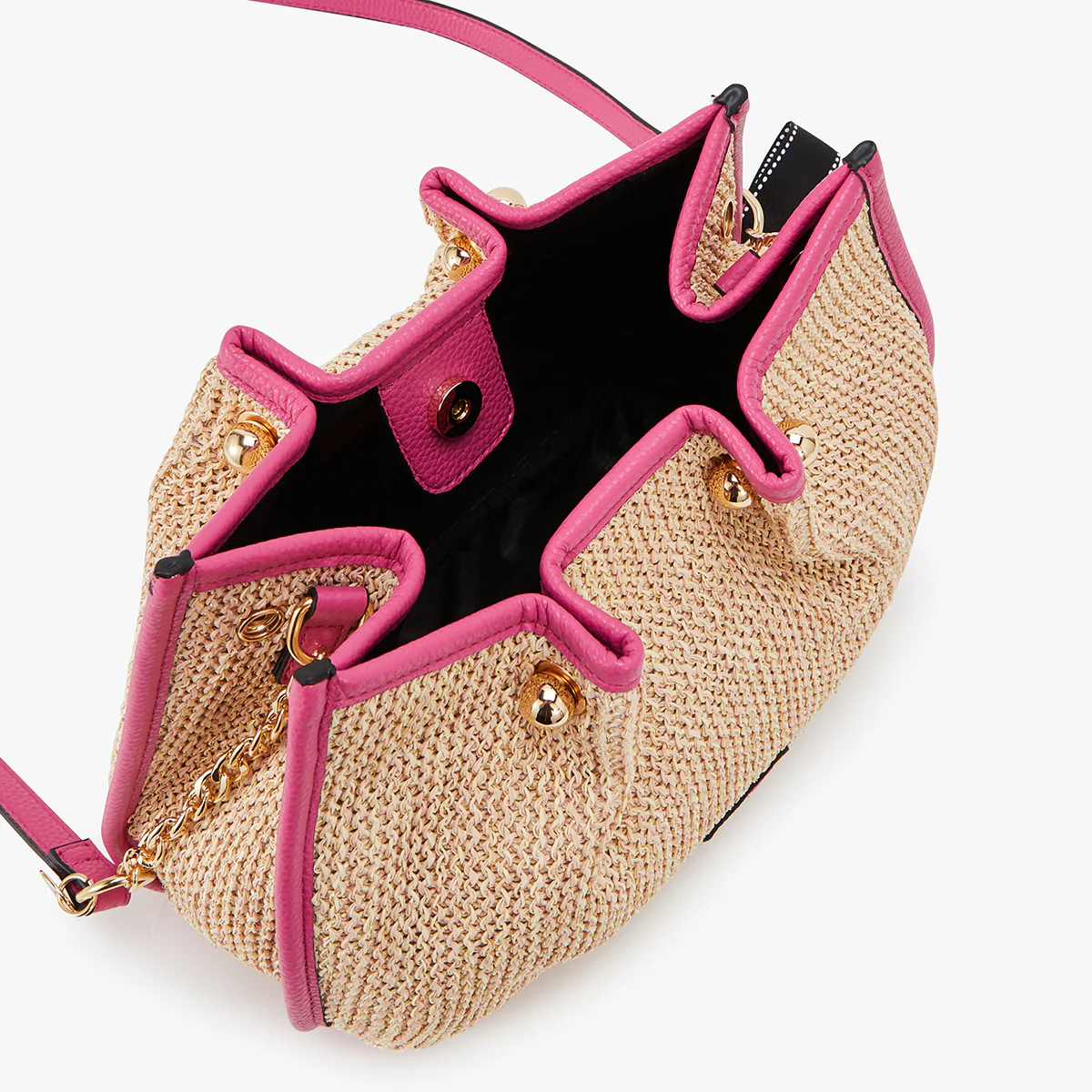 Sac bandoulière fuchsia Loreto Paille - Image 5