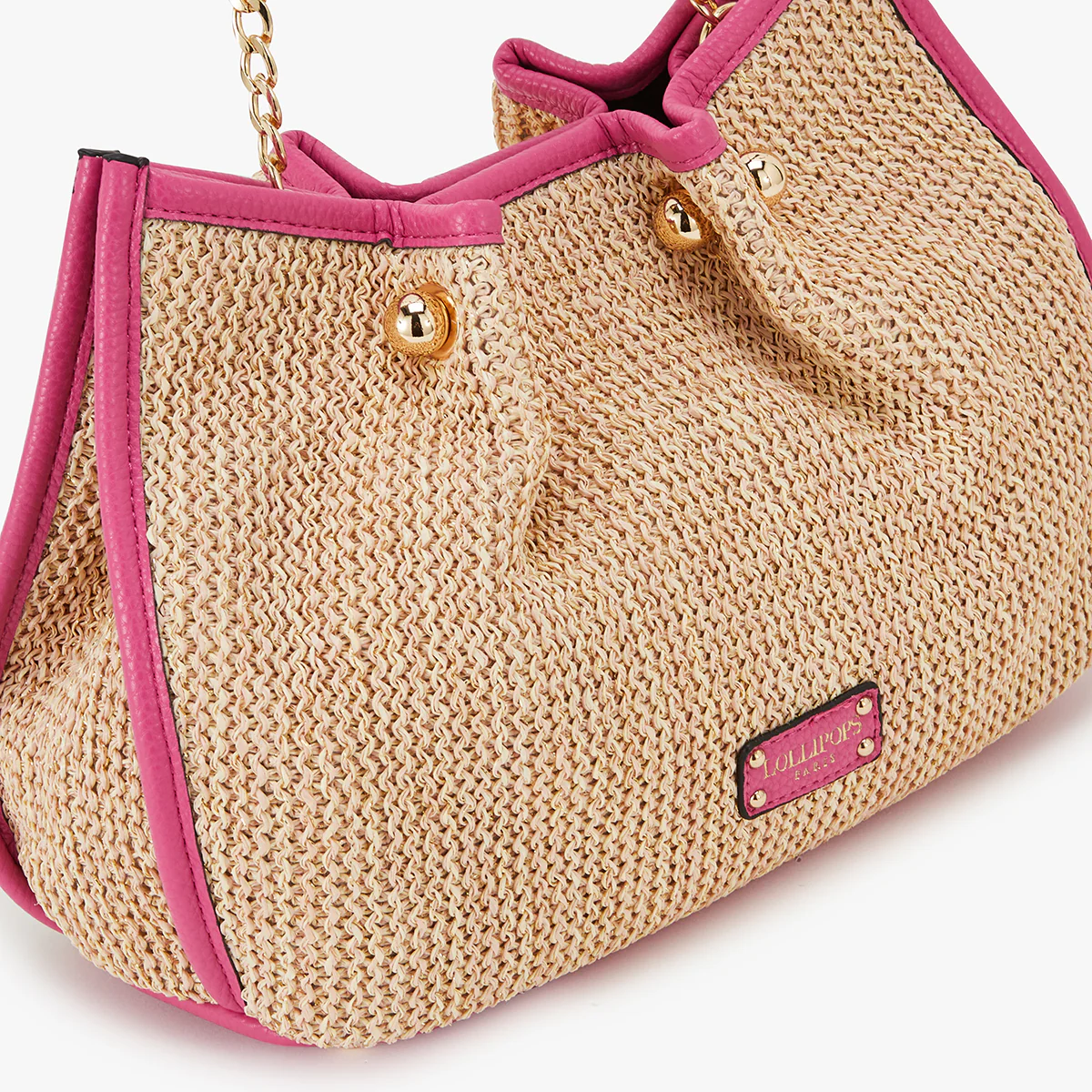 Sac bandoulière fuchsia Loreto Paille - Image 6