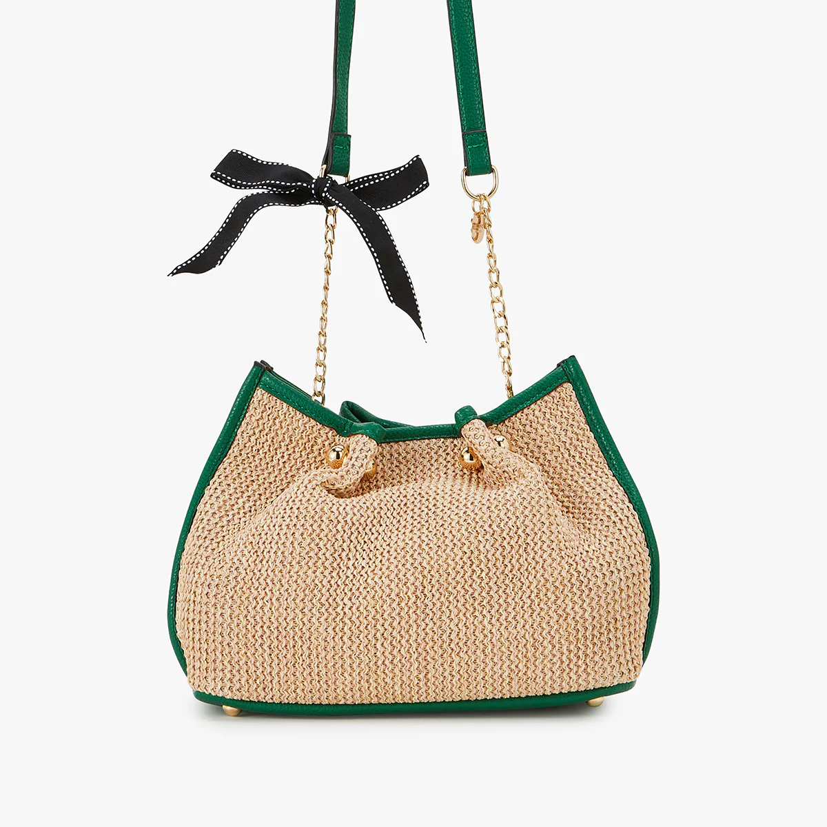 Sac bandoulière vert Loreto Paille - Image 3