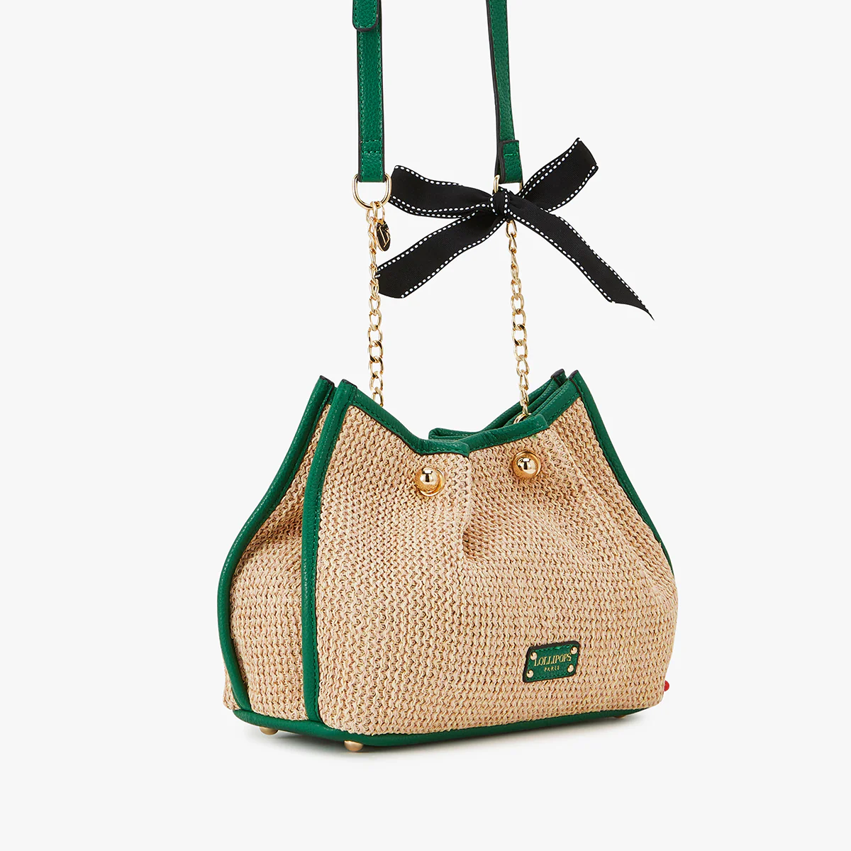 Sac bandoulière vert Loreto Paille - Image 4