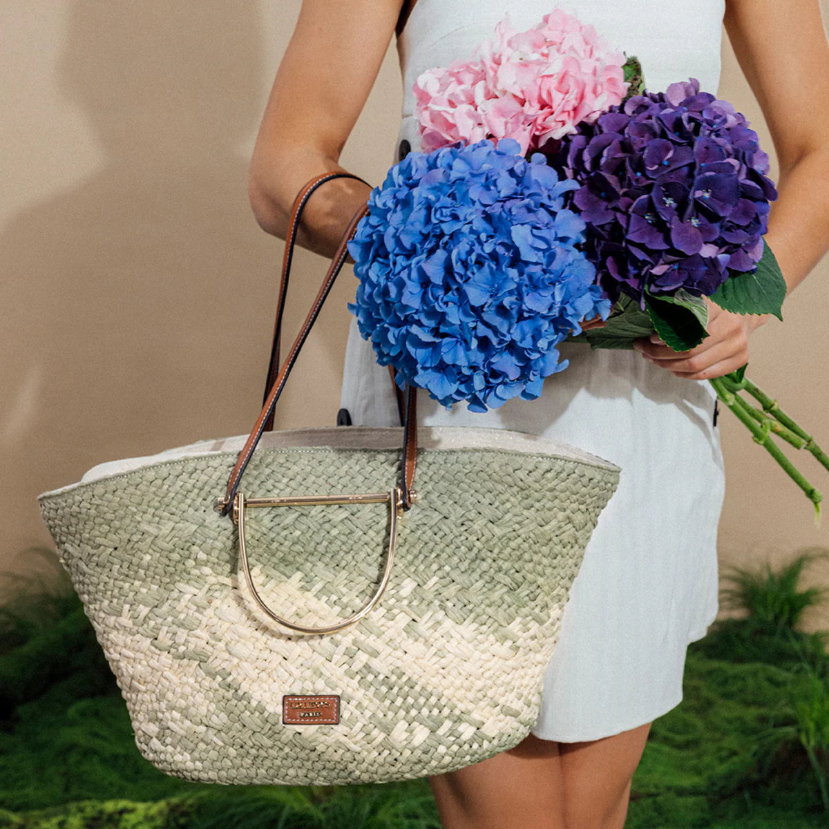 Sac panier vert amande Poupidoo - Image 2