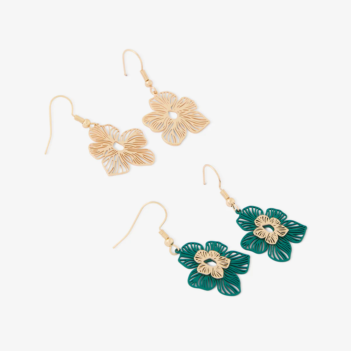 Set de 2 paires de boucles d'oreilles fleur - Image 2