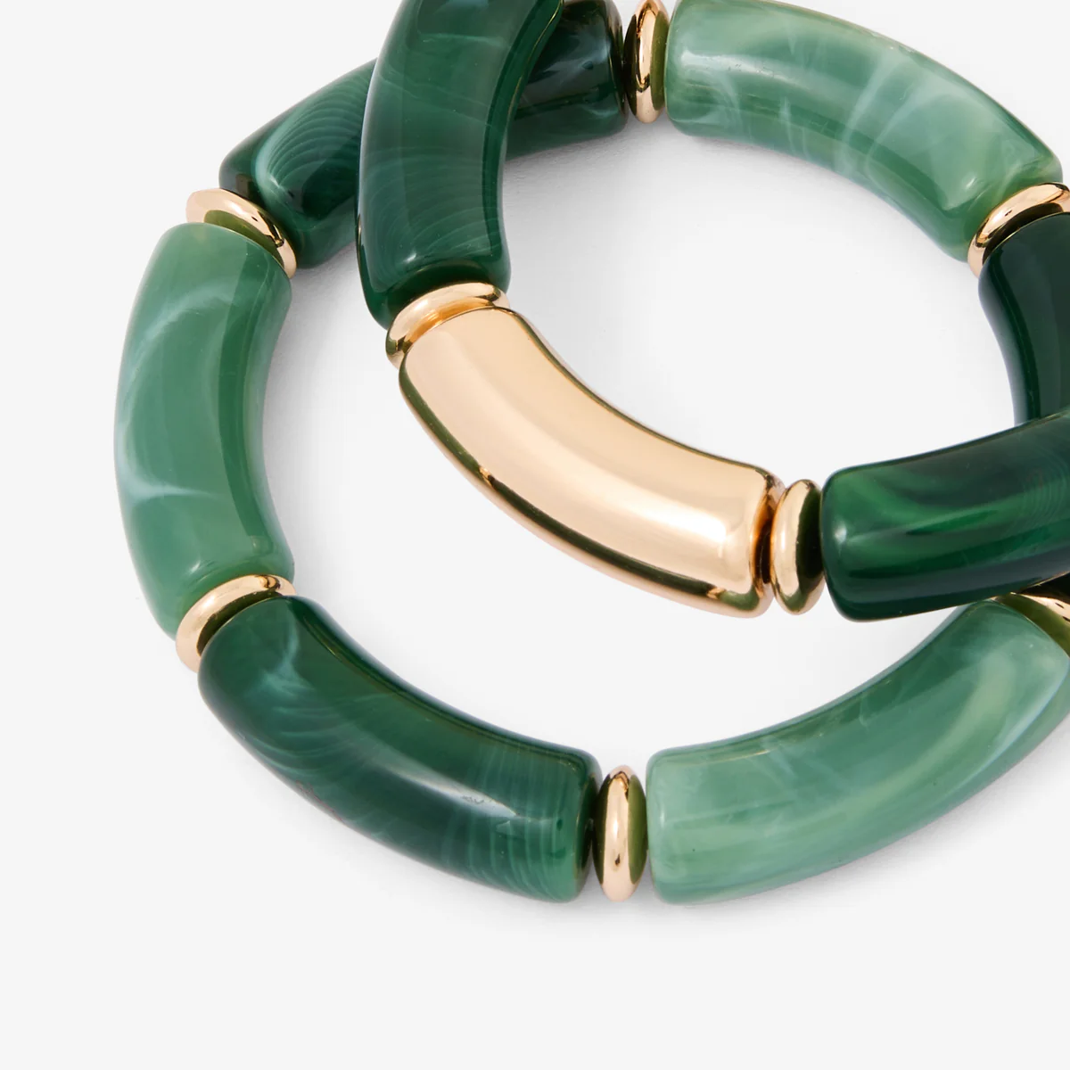 Sets de 2 bracelets tubes en résine Best vert paon - Image 2